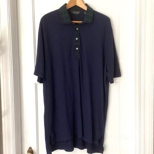 Polo Golf Ralph Lauren Navy Blue Green Tartan Pima Cotton/Modal Shirt XL Knit